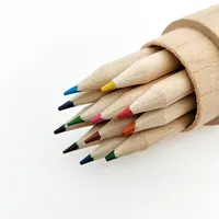 3.5 بوصة 12 حزمة البسيطة الطبيعية الخشب 12 ألوان التلوين قلم رصاص نصف حجم الرسم الاطفال مجموعة أقلام رصاص مع ورقة أنبوب حالة