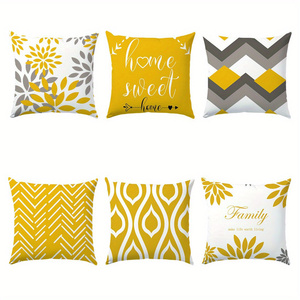 Housses de coussin décoratives géométriques jaunes et grises Kongyu Home Textiles, ensemble de housses de coussin florales pour canapé, fauteuil et chaise - Product Image 3