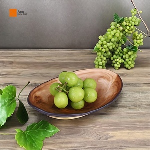 Handmade thân thiện với môi polyresin tối giản hình bầu dục phục vụ bát màu nâu cho đồ ăn platters Đảng trang trí nội thất - Product Image 3