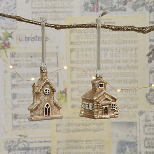 <b>Christmas</b> Golden Village House Glass Ball Home Decor Handmade <b>Christmas</b> <b>Tree</b> Party Hanging Glass Ornaments Ball - Product Image 3