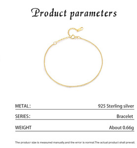 S925 silver crystal charm 18K gold plated minimalist Unisex everyday wear <b>bracelet</b> Fine chain & link <b>bracelet</b> - Product Image 2
