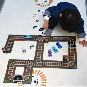 MNTL Enfants Creative Building Magnet Tile Construction Fun Toys 46pcs Magnetic Tiles Road Railway Toppers with Traffic Sign - Product Image 4