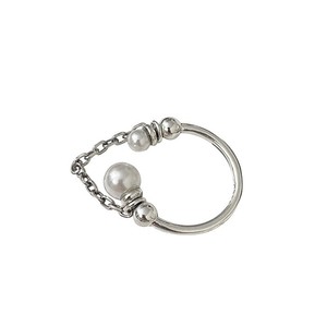 Silver Ruitai S925 Sterling Silver Pearl Chain <b>Ring</b> Heart Shape Openwork Design Women's Fashion Jewelry Gift - Product Image 5