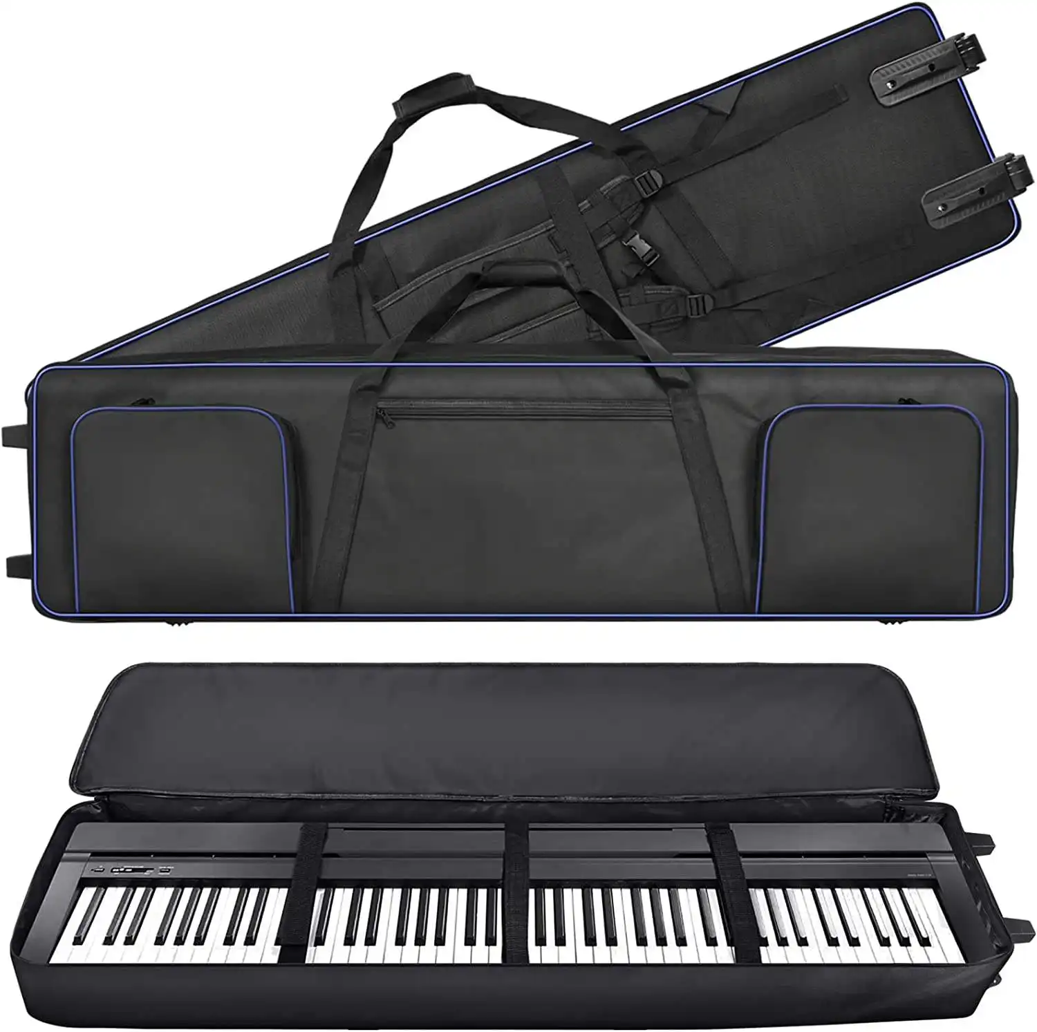 Custom 88 Key Piano Keyboard Case 600d Oxford Draagbare Elektronische Keyboard Gig Tassen Met Wiel Draagtassen