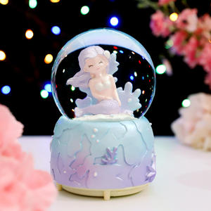 Bola de cristal de sirena del océano, caja de música de princesa con burbujas de ensueño para niñas, bola de agua, copo de nieve luminoso, regalo para estudiantes - Product Image 2