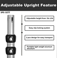 OUGE Support de toile de fond réglable en aluminium et fer, 7-17 pieds de haut x 7-12 pieds de large, argenté, occultant/ignifuge, pour mariage
