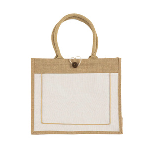 Natural Style Striped <b>Jute</b> Tote <b>Bag</b> for <b>Shopping</b> Retail Business Promotions Daily Use & Gift Giving - Product Image 1
