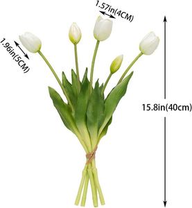 Ramo de Tulipanes Artificiales de PVC Suave de Alta Calidad al por Mayor, Ramo de 40 cm Hecho a Mano, Ecológico, Flores Artificiales Blancas para Mesa - Product Image 2