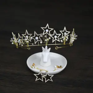 NCA-98 Acessórios Mulheres Jóias De Cabelo Brincos De Noiva Coroa Tiaras Diamante Pérola Estrela De Cristal Tiara