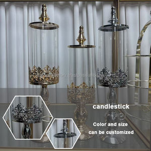 Porte-bougie en verre avec cadre en or et argent de haute qualité pour les mariages, la Saint-Valentin, les fêtes, la décoration de table, candélabre conique - Product Image 2