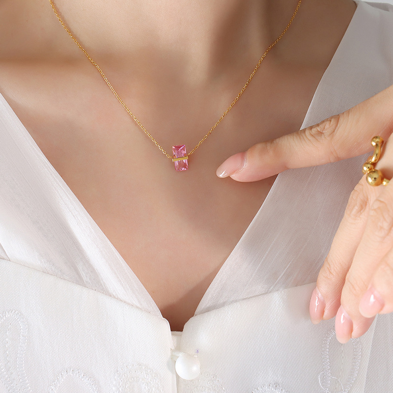 Collier october Rose Zircon