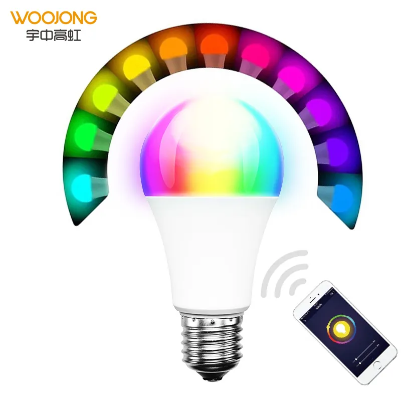 Woojong 9W E26 E27 RGB Wifi Sala de estar Dormitorio Bombilla LED inteligente