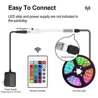 ESann DC12-24V Contrôleur LED RVB 1 canal 24 touches IR pour corde LED 12V 5050 3528 RVB