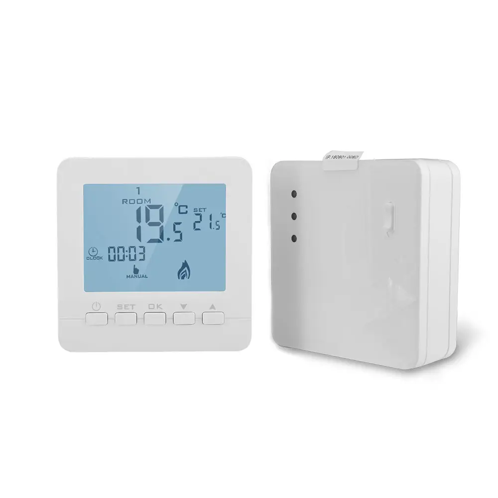Thermostat pour chaudière à gaz sans fil RF, programmable, hebdomadaire, avec grand écran LCD