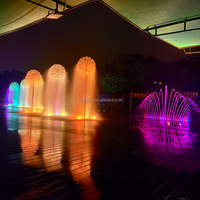 Fontaine interactive de sol à LED RGB en acier inoxydable 304, personnalisée en usine, musicale, dansante, à jet sec, programmable DMX