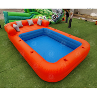 Piscine gonflable portable blanche populaire en promotion, spa familial à installation rapide, piscine-lounge avec fond bleu antidérapant