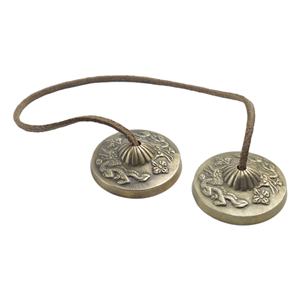 Cloche de méditation Tingsha en laiton, Design en métal, pour méditation simple avec Design de finition plaqué argent - Product Image 3