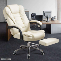 Meubles bon marché de luxe blanc, oreiller lombaire inclinable confortable et doux moderne, chaise de bureau en cuir