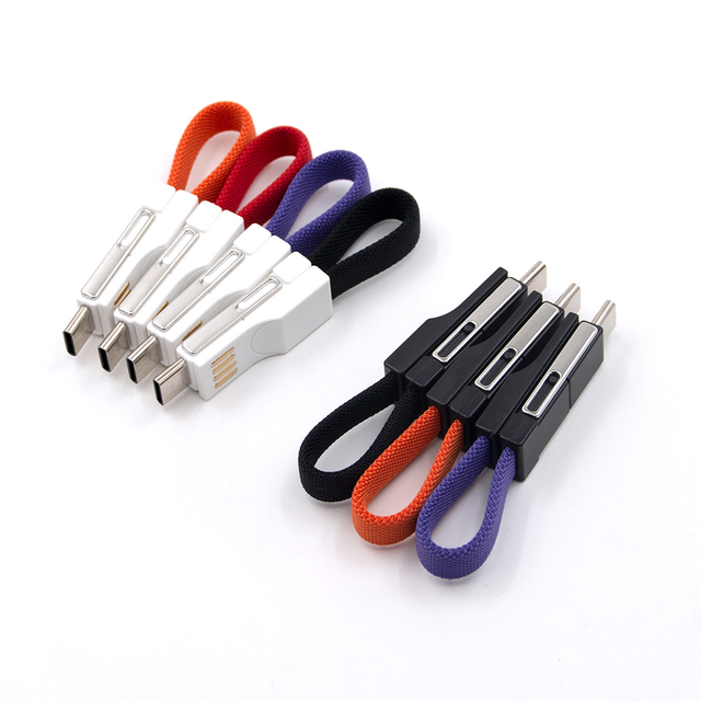 2022 Commonly Used Accessories & Parts 3 in 1 Keychain Charger Cables Magnetic Fast Charging Cable Micro USB Type C Charge Cord