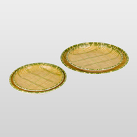 Plateau en mélamine populaire aspect bambou vert, résistant aux chocs et à l'usure, assiette de service ronde pour café, hôtel, fêtes de famille