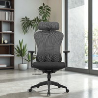 Chaise de bureau ergonomique moderne en maille pivotante pour direction Appui-tête réglable Support lombaire à réglage automatique Certifié Classe-3 Gas Lift