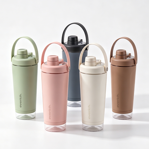 Botellas Deportivas Personalizadas con Logotipo Metálico, para Gimnasio, para Proteínas en Polvo, para Agua, Aisladas, de Acero Inoxidable, con Contenedor - Product Image 5
