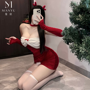 Lencería de Tentación con Diseño de Conejita Navideña Manyu, sin Tirantes, Irregular, Roja, para Año Nuevo, Modelo 9577 - Product Image 2