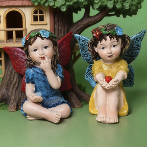 Statuette di Fate e <span class=keywords><strong>Angioletti</strong></span> in Resina per Giardino, Fatte a Mano e Dipinte su Misura, per Vendita all'Ingrosso - Product Image 2