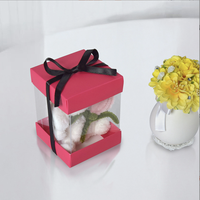 Vente flash - Mini boîte cadeau transparente carrée, petite boîte à gâteau transparente avec nœud