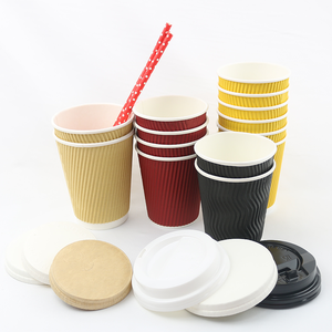 8OZ emportent les tasses de <span class=keywords><strong>carton</strong></span> bon marché conception de tasse de papier tasses de papier peint d'ondulation de 12OZ - Product Image 4