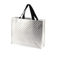 Sac fourre-tout matelassé écologique personnalisé avec logo, en non-tissé, laminé à l'argent métallisé, holographique argenté, design personnalisé, cadeaux promotionnels