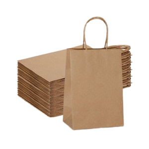For OEM Customized Logo Printed <b>Biodegradable</b> Kraft <b>Paper</b> Bags with Hand Length Handle for Restaurant Food Take Pizza Milk - Product Image 3