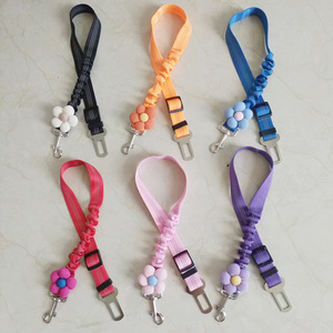 <span class=keywords><strong>Ceinture</strong></span> de sécurité pour siège auto pour animaux de compagnie, motif floral classique, durable, en nylon écologique, réglable, réfléchissant, avec coussin - Product Image 4
