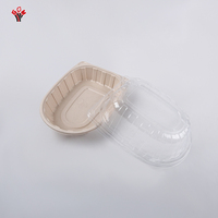 Boîte à poulet rôti en bagasse compostable de qualité alimentaire avec couvercle transparent en stock – Boîte à emporter écologique jetable pour poulet entier