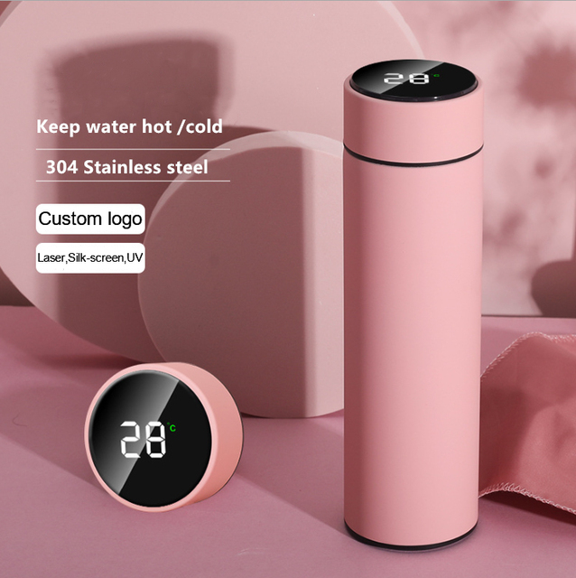 Smart LED Insulated Flask, Stainless Steel Temperature Display Water Bottle with Tea Strainer for Coffee and Tea, Travel Cup