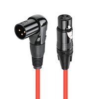 Câble DMX rouge de 3 pieds XLR mâle à 90 degrés à 3 broches vers câble de microphone symétrique femelle Câble XLR à angle droit