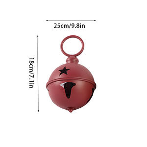 Campanella Natalizia Personalizzata in Ferro con Finitura Dorata e Fiocco Rosso in Raso, Design con Stella Traforata per Decorazione Albero di Natale - Product Image 3