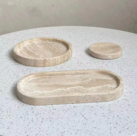 Plateau de douche en marbre travertin beige doré italien naturel, joli plateau ovale en pierre pour la décoration du comptoir de salle de bain