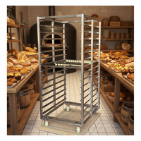 Chariot de rangement mobile professionnel en acier inoxydable 60x40cm avec revêtement poudré, à quatre roues, pour boulangerie et cuisine