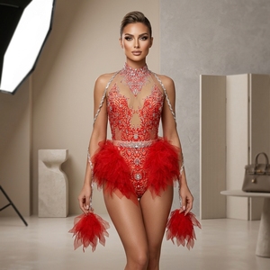 Bikini Personalizado para el Carnaval de <span class=keywords><strong>Miami</strong></span>, Monokini con Pedrería y Cristales, Halter de Tul, Traje de Baño para el Festival Caribeño Jouvert - Product Image 2