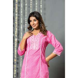 Elegante Ropa Étnica de algodón Kurta Set disponible en cantidad al por mayor para la exportación de la India Buena calidad Nuevo diseño Mujeres - Product Image 5