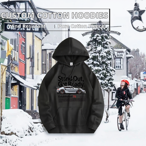 Sweat-shirts d'hiver unisexes surdimensionnés personnalisés en usine, 100 % coton polaire uni avec motif imprimé, brodé et design 3D en relief, poche décontractée - Product Image 2