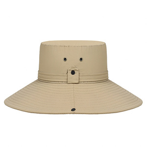 Wide Brim Bucket Hat Sun Protection Breathable Waterproof Outdoor Hiking Fishing Hat For Men Adult Foldable Beige Black Coffee - Product Image 3