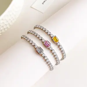 Edelstahl Schmuck verstellbare Frauen Diamant Perlen Charm Tennis Armbänder für Frauen Bulk