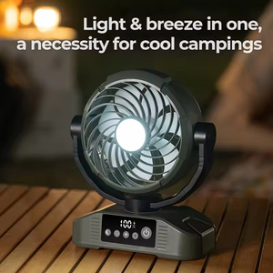 Ventilateur de table rechargeable pour le camping en plein air, avec batterie externe, éclairage LED, télécommande, 5 vitesses, ventilateur portable pour tente et bureau - Product Image 2