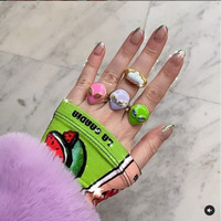 Bijoux de créateur de Style Instagram pour femmes, nouvelle bague de doigt de tête extraterrestre, or 18k, couleur créative tendance, jolie bague de fille