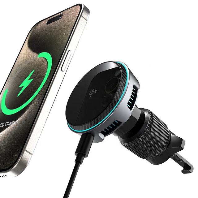 Newest Semiconductor Cooling Air Vent Qi2 15W Fast Charging Magnetic Wireless Charger Car Phone Mount