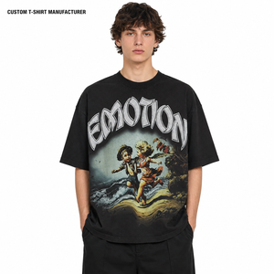 Camiseta Oversize Estilo Vintage Lavada, de Corte Cuadrado y Tejido Pesado, Streetwear para Hombre, <span class=keywords><strong>Camisetas</strong></span> Gráficas Personalizadas para Hombre - Product Image 1