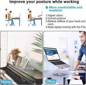 Soporte de Aluminio para Portátil con Rotación de 360 Grados, Altura Ajustable, Base Elevadora Portátil con Ventiladores Dobles para Refrigeración - Product Image 2