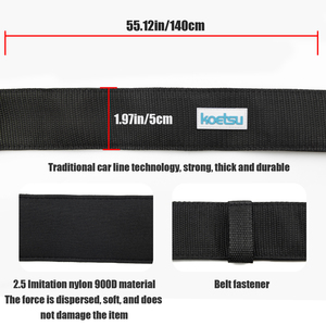 Koetsu เข็มขัดแพดเดิลบอร์ดผ้าอ๊อกซ์ฟอร์ดทนทาน-หัวเข็มขัดปลดเร็วและเชือกดึง, เหมาะกับกระดานโต้คลื่น/เป่าลม, สีดำ - Product Image 4